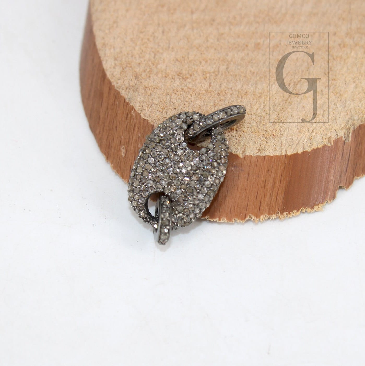 Very Beautiful Designer Rosecut Pave Diamond Connector 925 Sterling Silver Handmade Finish Diamond Charms Necklace Bracelet Connector