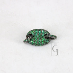 Very Beautiful Designer Rosecut Pave Green Stone Connector 925 Sterling Silver Handmade Finish Greenstone Charms Necklace Bracelet Connector