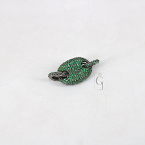 Very Beautiful Designer Rosecut Pave Green Stone Connector 925 Sterling Silver Handmade Finish Greenstone Charms Necklace Bracelet Connector