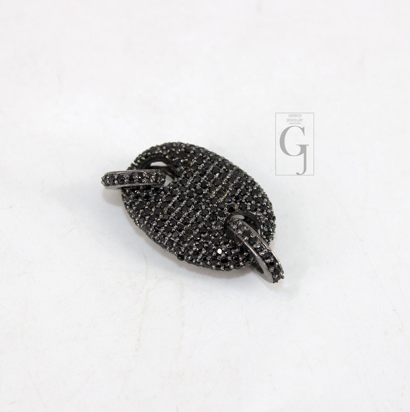 Beautiful Designer Rosecut Pave Black Diamond Connector 925 Sterling Silver Handmade Finish Black Diamond Charms Necklace Bracelet Connector