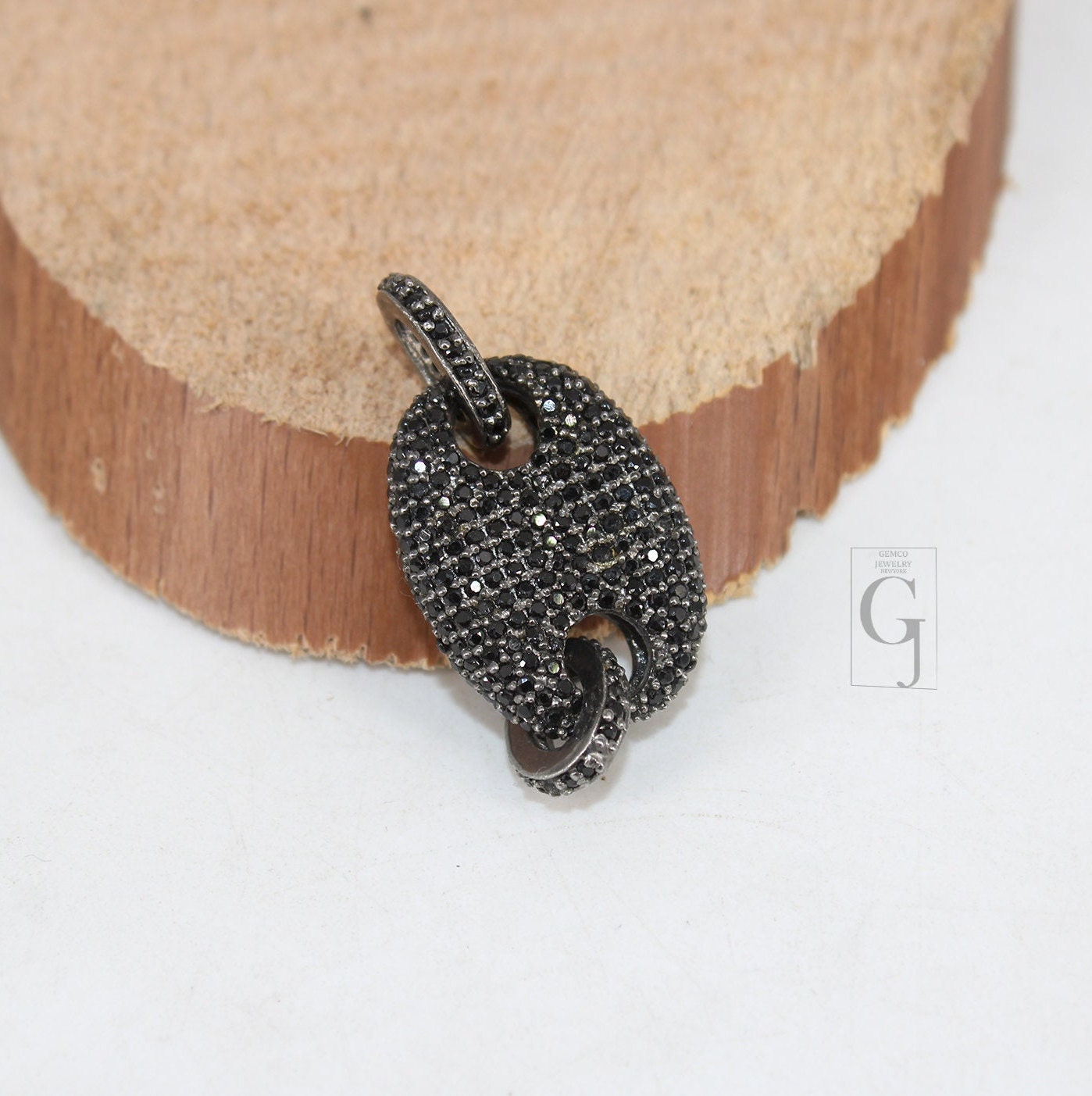 Beautiful Designer Rosecut Pave Black Diamond Connector 925 Sterling Silver Handmade Finish Black Diamond Charms Necklace Bracelet Connector