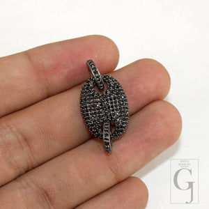 Beautiful Designer Rosecut Pave Black Diamond Connector 925 Sterling Silver Handmade Finish Black Diamond Charms Necklace Bracelet Connector