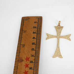 14k Gold Finish Cross Pendant Pave Diamond 925 Sterling Silver Cross Design Beautiful Fashionable Design Pendent Jewelry Supplies