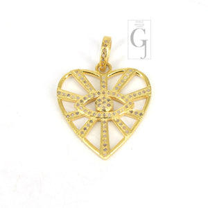 Evil eye pendant heart love designer Rosecut pave diamond pendant 925 sterling silver handmade finish diamond charms necklace pendant