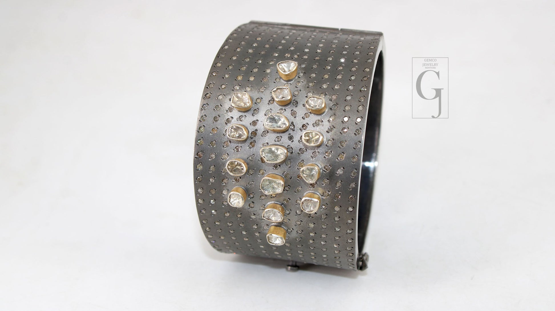 Antique Look Polki Bangle Bracelet Designer Rosecut Pave Diamond Bangle 925 Sterling Silver Handmade Finish Flat Diamond Bangle Bracelet