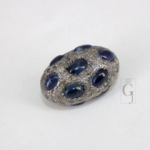 Pave Diamond Kyanite Bead / Spacers Design Pave Diamond 925 Sterling Silver Handmade Jewelry Diamond Jewelry Fine Supplies 17mm