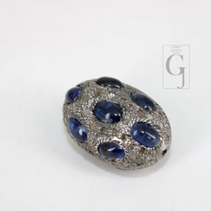 Pave Diamond Kyanite Bead / Spacers Design Pave Diamond 925 Sterling Silver Handmade Jewelry Diamond Jewelry Fine Supplies 17mm