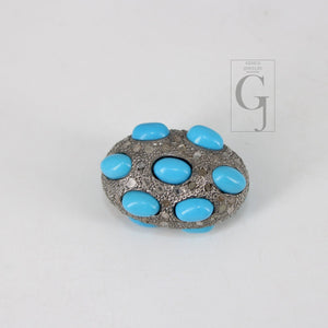 Pave Diamond Turquoise Bead / Spacers Design Pave Diamond 925 Sterling Silver Handmade Jewelry Diamond Jewelry Fine Supplies 17mm