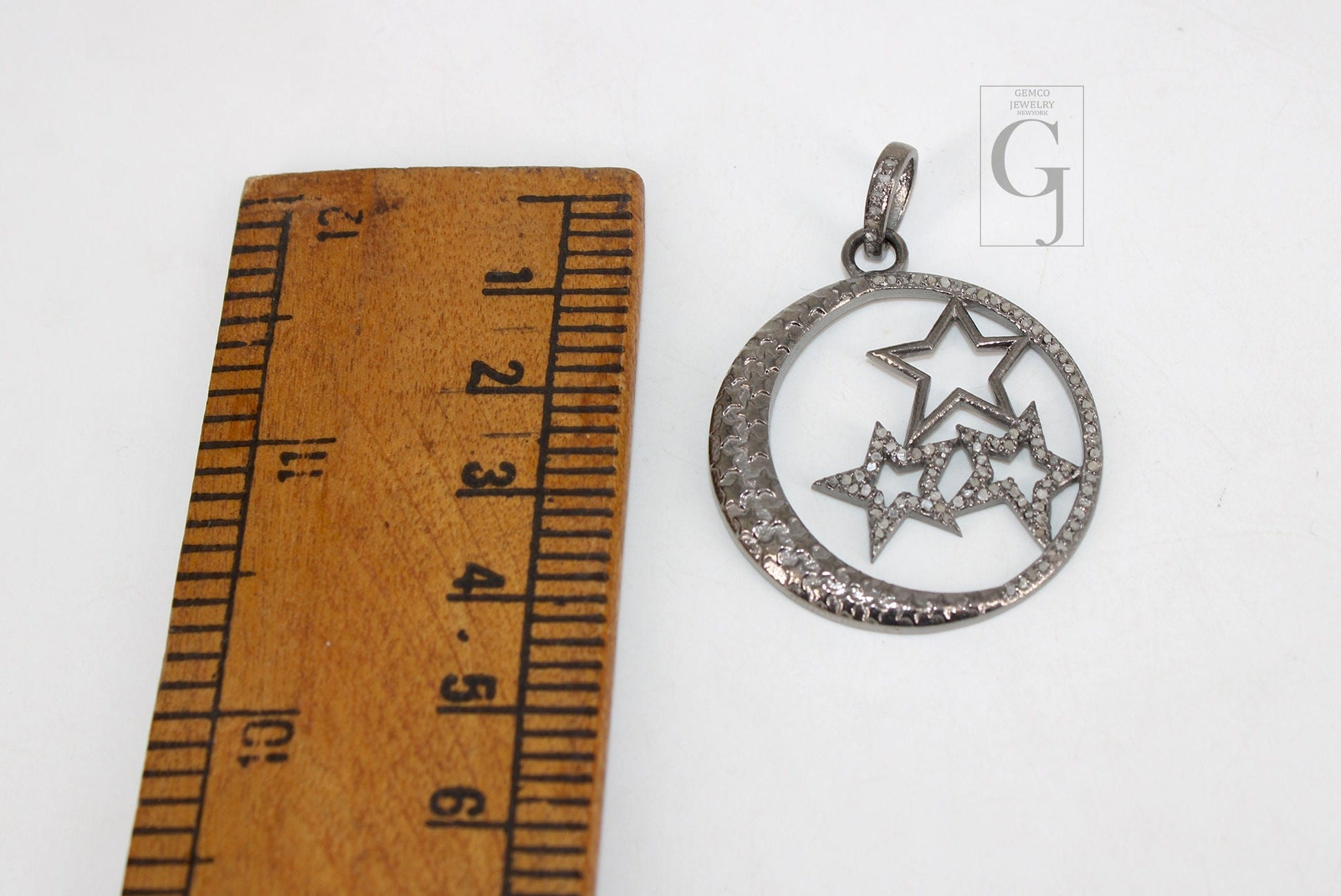 Beautiful Star Pendant 14k Gold Designer Rosecut Pave Diamond Pendant 925 Sterling Silver Handmade Finish Diamond Charms Necklace Pendant