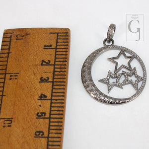Beautiful Star Pendant 14k Gold Designer Rosecut Pave Diamond Pendant 925 Sterling Silver Handmade Finish Diamond Charms Necklace Pendant