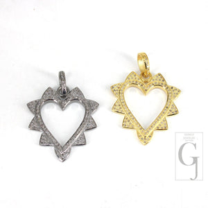 Valentine gift designer diamond heart pendant Rose cut pave diamond pendant 925 sterling silver handmade diamond charms necklace pendant