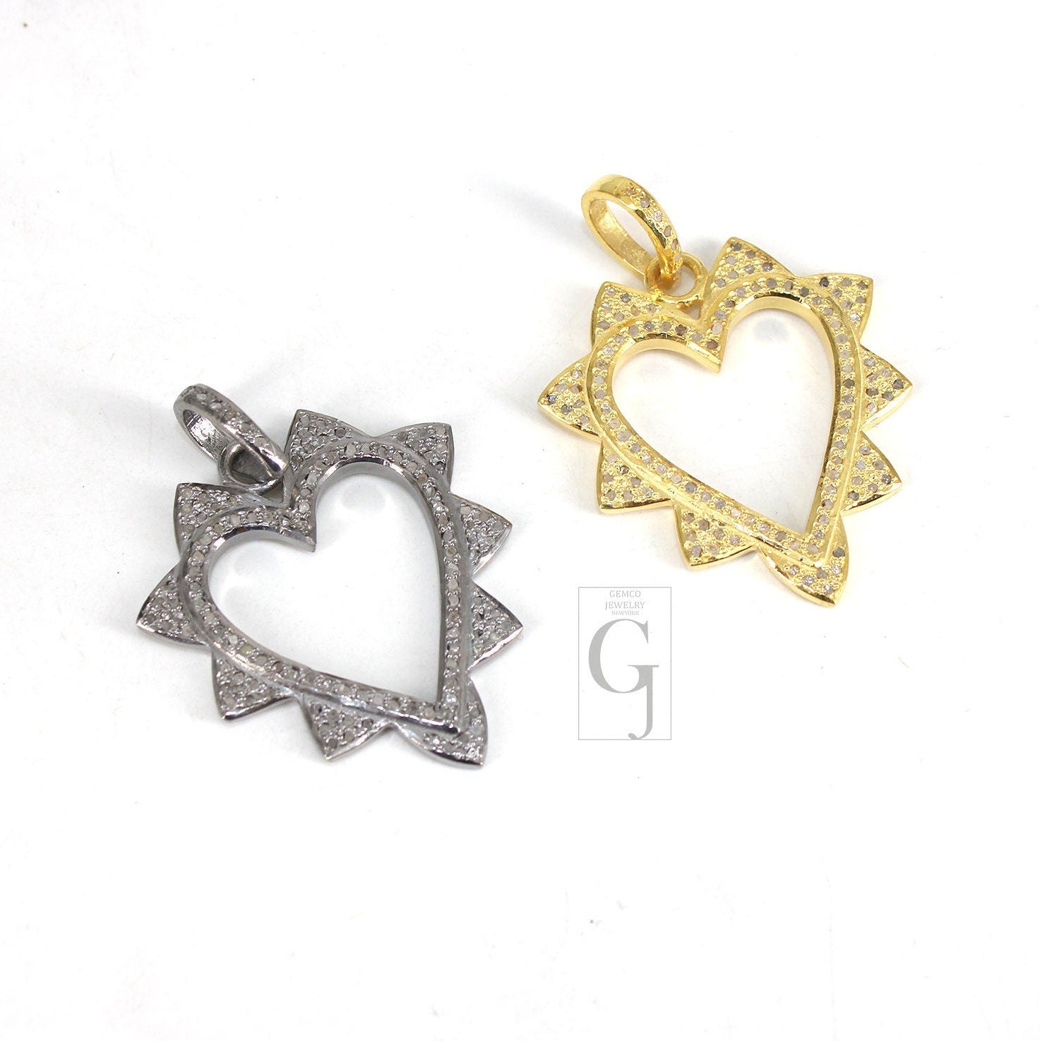 Valentine gift designer diamond heart pendant Rose cut pave diamond pendant 925 sterling silver handmade diamond charms necklace pendant