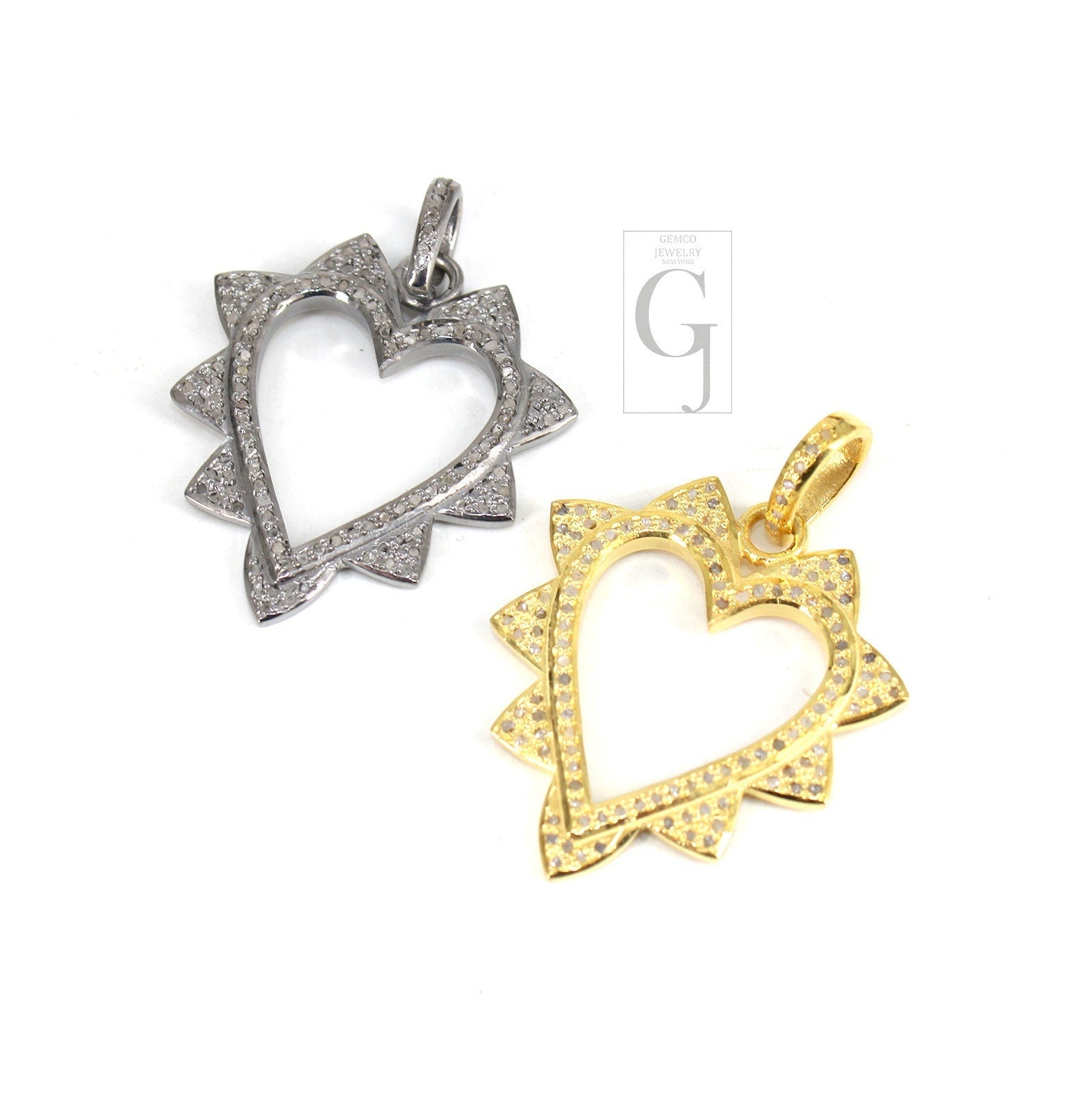 Valentine gift designer diamond heart pendant Rose cut pave diamond pendant 925 sterling silver handmade diamond charms necklace pendant