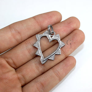 Valentine gift designer diamond heart pendant Rose cut pave diamond pendant 925 sterling silver handmade diamond charms necklace pendant