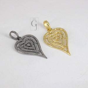 Latest designer diamond heart pendant Rosecut pave diamond pendant 925 sterling silver handmade finish diamond charms necklace pendant
