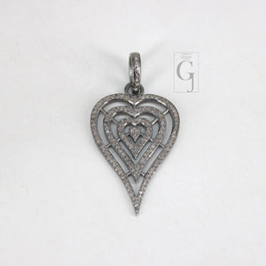 Latest designer diamond heart pendant Rosecut pave diamond pendant 925 sterling silver handmade finish diamond charms necklace pendant