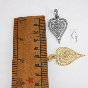 Latest designer diamond heart pendant Rosecut pave diamond pendant 925 sterling silver handmade finish diamond charms necklace pendant