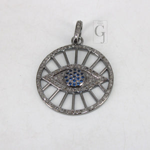 14k Gold Finish Evil Eye Pendant Designer Rosecut Pave Diamond Pendant 925 Sterling Silver Handmade Finish Diamond Charms Necklace Pendant