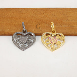 Beautiful Love Luck Designer Pendant Rosecut Pave Diamond Pendant 925 Sterling Silver Handmade Finish Diamond Charms Necklace Pendant