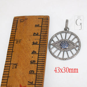 14k Gold Finish Evil Eye Pendant Designer Rosecut Pave Diamond Pendant 925 Sterling Silver Handmade Finish Diamond Charms Necklace Pendant