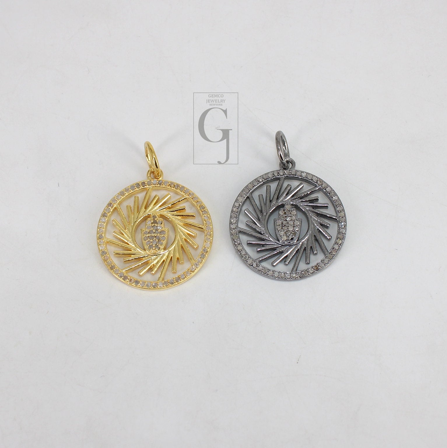 Very beautiful designer humsa pendant Pave rosecut diamond 925 sterling silver handmade pave diamond setting humsa pendant jewelry