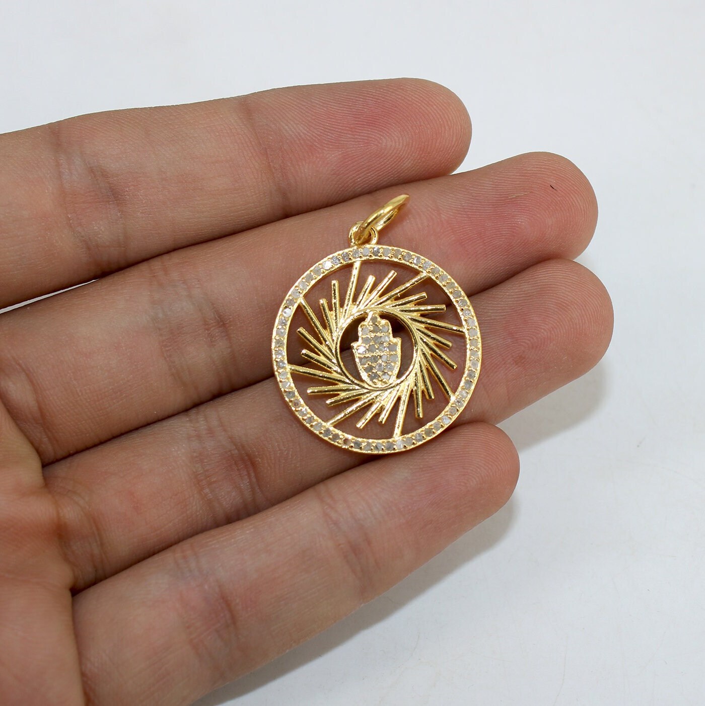 Very beautiful designer humsa pendant Pave rosecut diamond 925 sterling silver handmade pave diamond setting humsa pendant jewelry