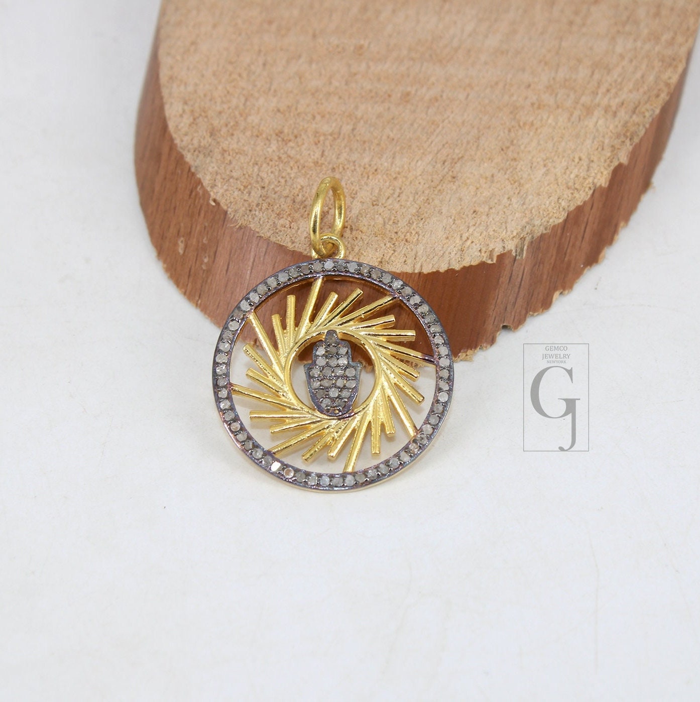 Very beautiful designer humsa pendant Pave rosecut diamond 925 sterling silver handmade pave diamond setting humsa pendant jewelry