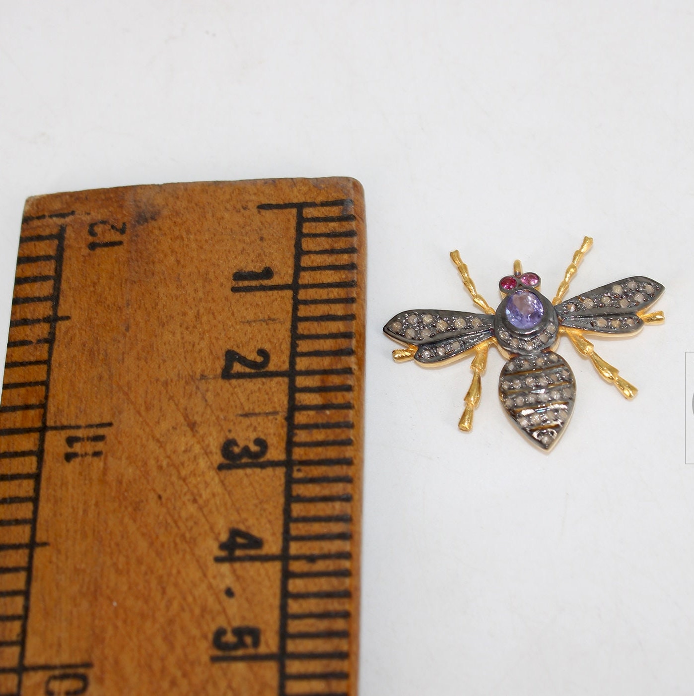 Beautiful Tanzanite Designer Bee Pendant Rosecut Pave Diamond Pendant 925 Sterling Silver Handmade Finish Diamond Jewelry Necklace Pendant