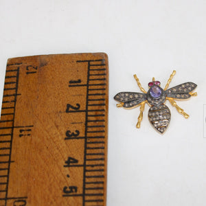 Beautiful Tanzanite Designer Bee Pendant Rosecut Pave Diamond Pendant 925 Sterling Silver Handmade Finish Diamond Jewelry Necklace Pendant