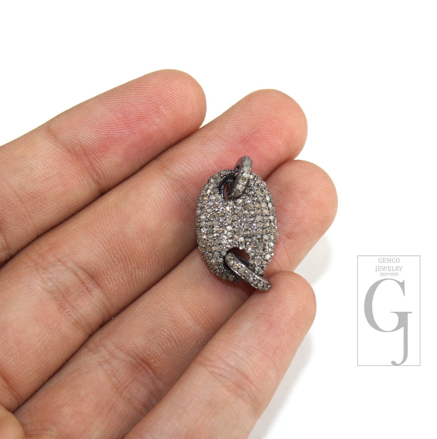 Very Beautiful Designer Rosecut Pave Diamond Connector 925 Sterling Silver Handmade Finish Diamond Charms Necklace Bracelet Connector