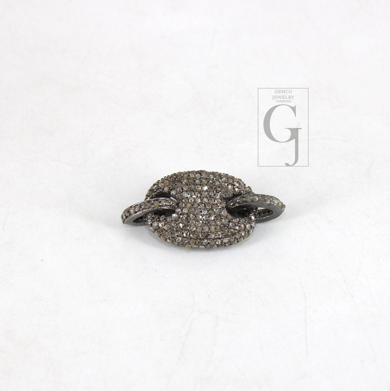 Very Beautiful Designer Rosecut Pave Diamond Connector 925 Sterling Silver Handmade Finish Diamond Charms Necklace Bracelet Connector