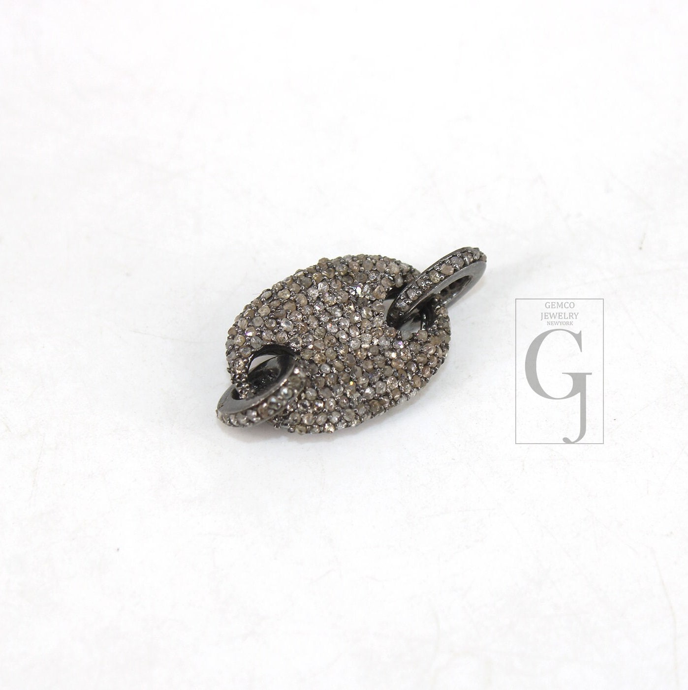 Very Beautiful Designer Rosecut Pave Diamond Connector 925 Sterling Silver Handmade Finish Diamond Charms Necklace Bracelet Connector