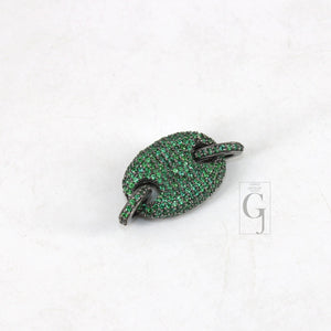 Very Beautiful Designer Rosecut Pave Green Stone Connector 925 Sterling Silver Handmade Finish Greenstone Charms Necklace Bracelet Connector