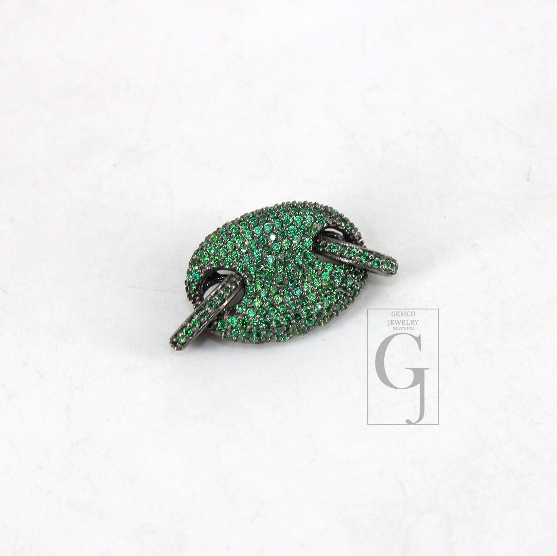Very Beautiful Designer Rosecut Pave Green Stone Connector 925 Sterling Silver Handmade Finish Greenstone Charms Necklace Bracelet Connector