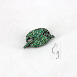 Very Beautiful Designer Rosecut Pave Green Stone Connector 925 Sterling Silver Handmade Finish Greenstone Charms Necklace Bracelet Connector