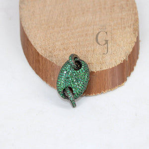 Very Beautiful Designer Rosecut Pave Green Stone Connector 925 Sterling Silver Handmade Finish Greenstone Charms Necklace Bracelet Connector