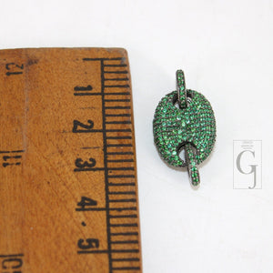 Very Beautiful Designer Rosecut Pave Green Stone Connector 925 Sterling Silver Handmade Finish Greenstone Charms Necklace Bracelet Connector