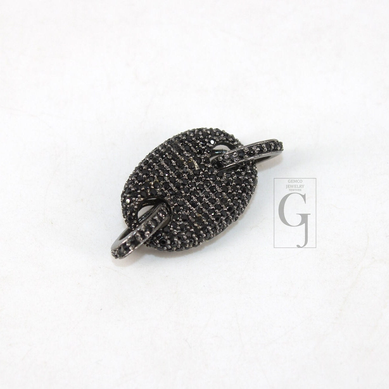 Beautiful Designer Rosecut Pave Black Diamond Connector 925 Sterling Silver Handmade Finish Black Diamond Charms Necklace Bracelet Connector