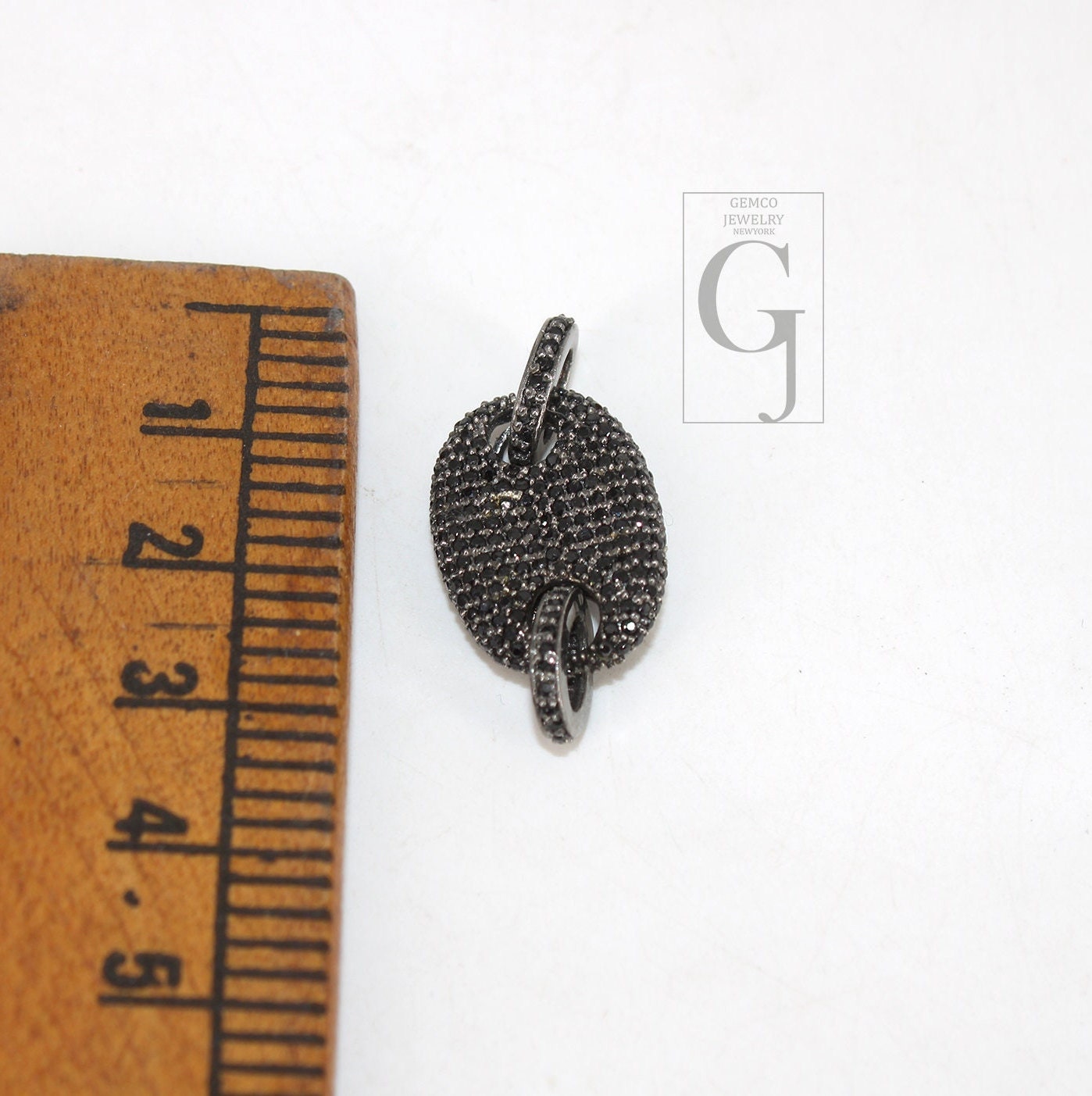 Beautiful Designer Rosecut Pave Black Diamond Connector 925 Sterling Silver Handmade Finish Black Diamond Charms Necklace Bracelet Connector