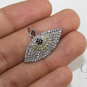 Evil eye pendant Pave diamond rosecut pendant 925 sterling silver pendant handmade diamond pendant pave setting diamond pendant jewelry