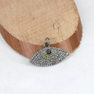 Evil eye pendant Pave diamond rosecut pendant 925 sterling silver pendant handmade diamond pendant pave setting diamond pendant jewelry