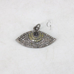 Evil eye pendant Pave diamond rosecut pendant 925 sterling silver pendant handmade diamond pendant pave setting diamond pendant jewelry