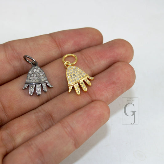 Very Beautiful Hand Pendant Designer Rosecut Pave Diamond Pendant 925 Sterling Silver Handmade Finish Diamond  Charms Necklace Pendant