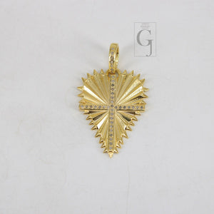 Beautiful Heart Shape Cross Pendant Designer Rosecut Pave Diamond Pendant 925 Sterling Silver Handmade Finish Diamond Charms Necklace Pendant
