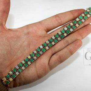 14k Gold Finish Emerald And Opal Bracelet Jewelry Rosecut Pave Diamond Bracelet 925 Sterling Silver Handmade Finish Diamond Bangle Bracelet