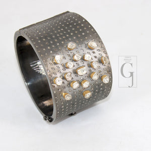 Antique Look Polki Bangle Bracelet Designer Rosecut Pave Diamond Bangle 925 Sterling Silver Handmade Finish Flat Diamond Bangle Bracelet