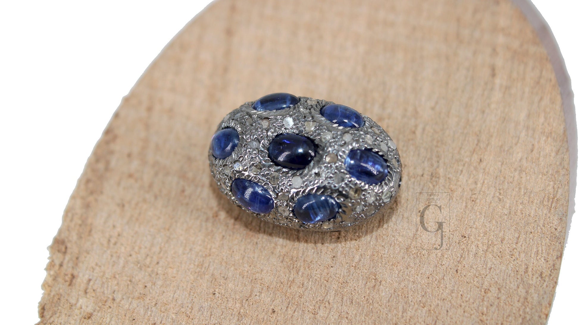 Pave Diamond Kyanite Bead / Spacers Design Pave Diamond 925 Sterling Silver Handmade Jewelry Diamond Jewelry Fine Supplies 17mm