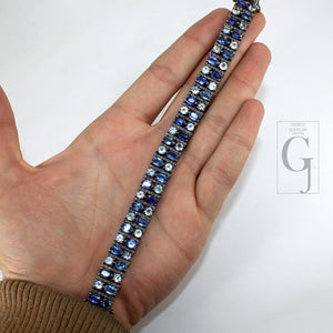 Antique Look Kyanite Bluetopaz Bracelet Jewelry Rosecut Pave Diamond Bracelet 925 Sterling Silver Handmade Finish Diamond Bangle Bracelet