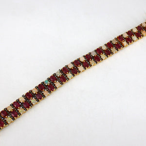 14k Gold Finish Red Ruby And Opal Bracelet Jewelry Rosecut Pave Diamond Bracelet 925 Sterling Silver Handmade Finish Diamond Bangle Bracelet