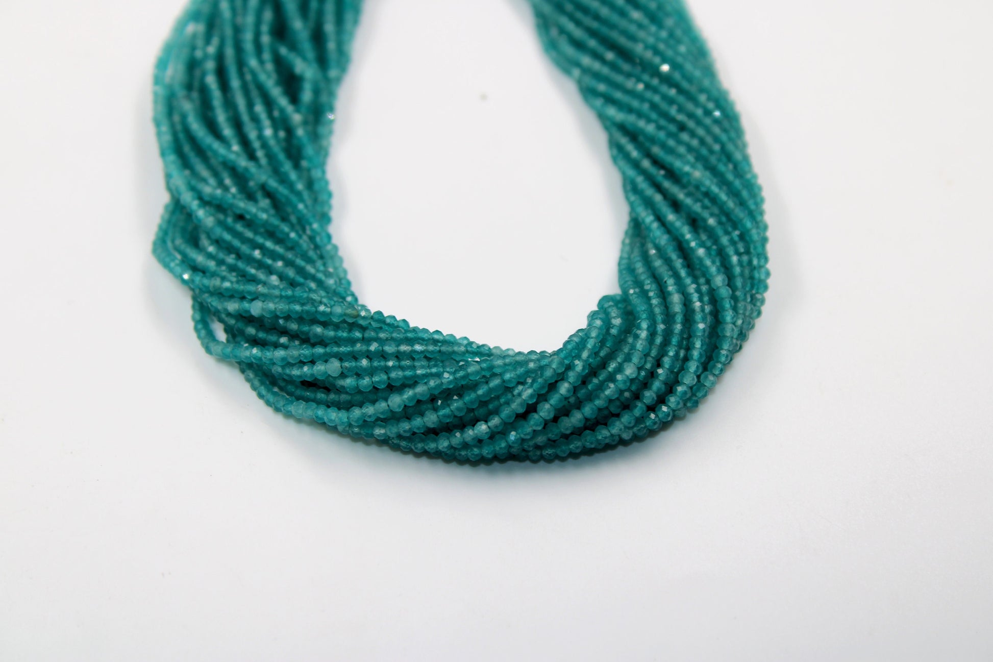 5 Strings Finest Quality And Colour Apatite Faceted Rondelles - Apetite Beads Wholesale  2mm- 2.5mm Size 13 Inches Length